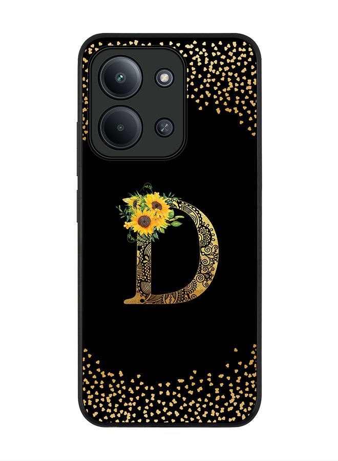 For Xiaomi Redmi 15C 4G Case,Slim fit Camera Protection, Shockproof Thin Phone cover  - Custom Floral Monogram - D ( Black )
